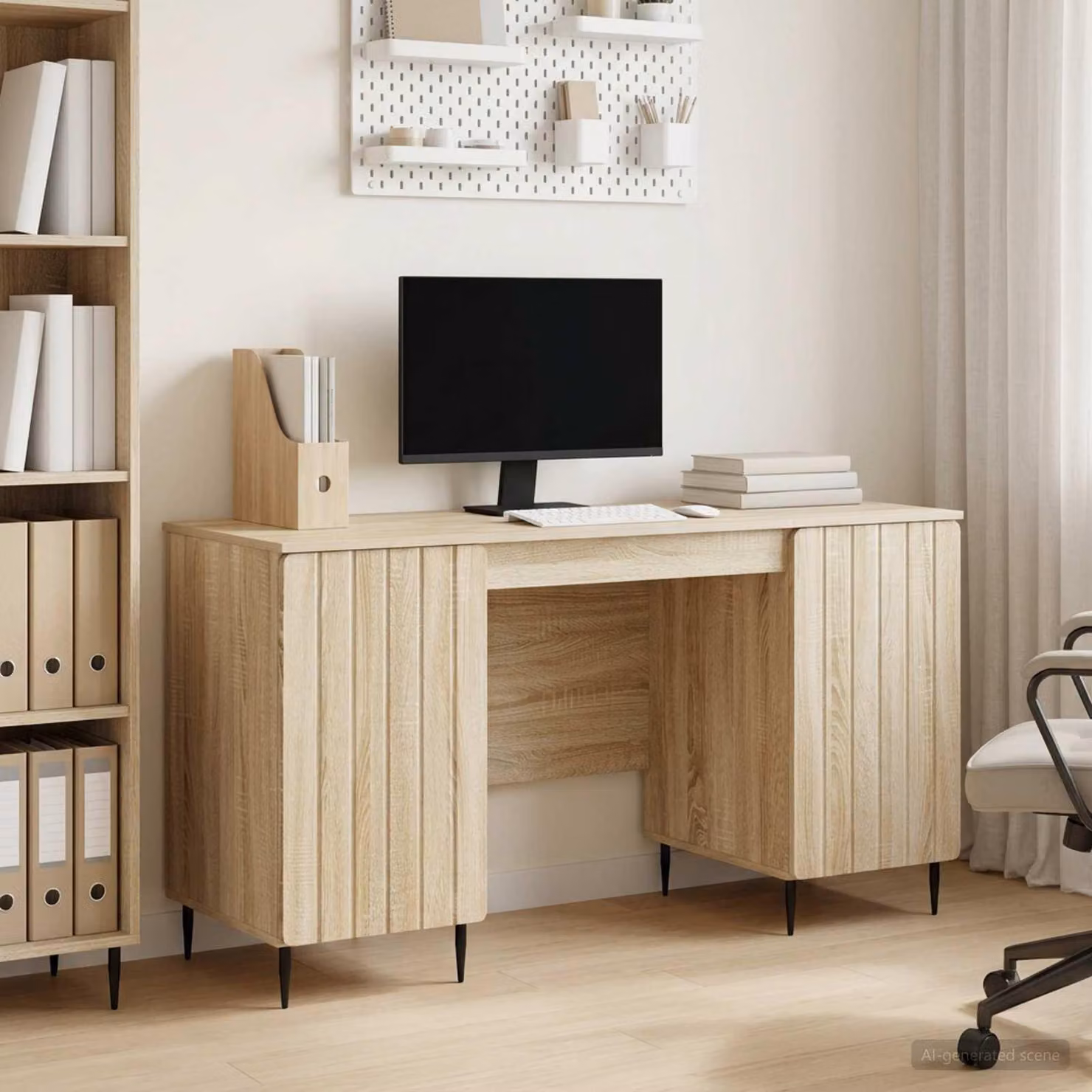 Maison Exclusive - Scrivania in rovere Sonoma 142,5 x 50 x 75 cm, materiale a base di legno