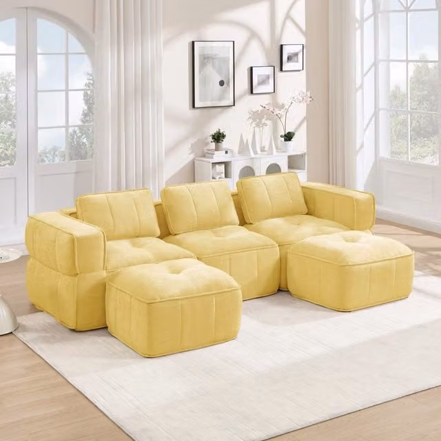 Divano modulare 271x162x67 cm senza struttura in poliestere giallo