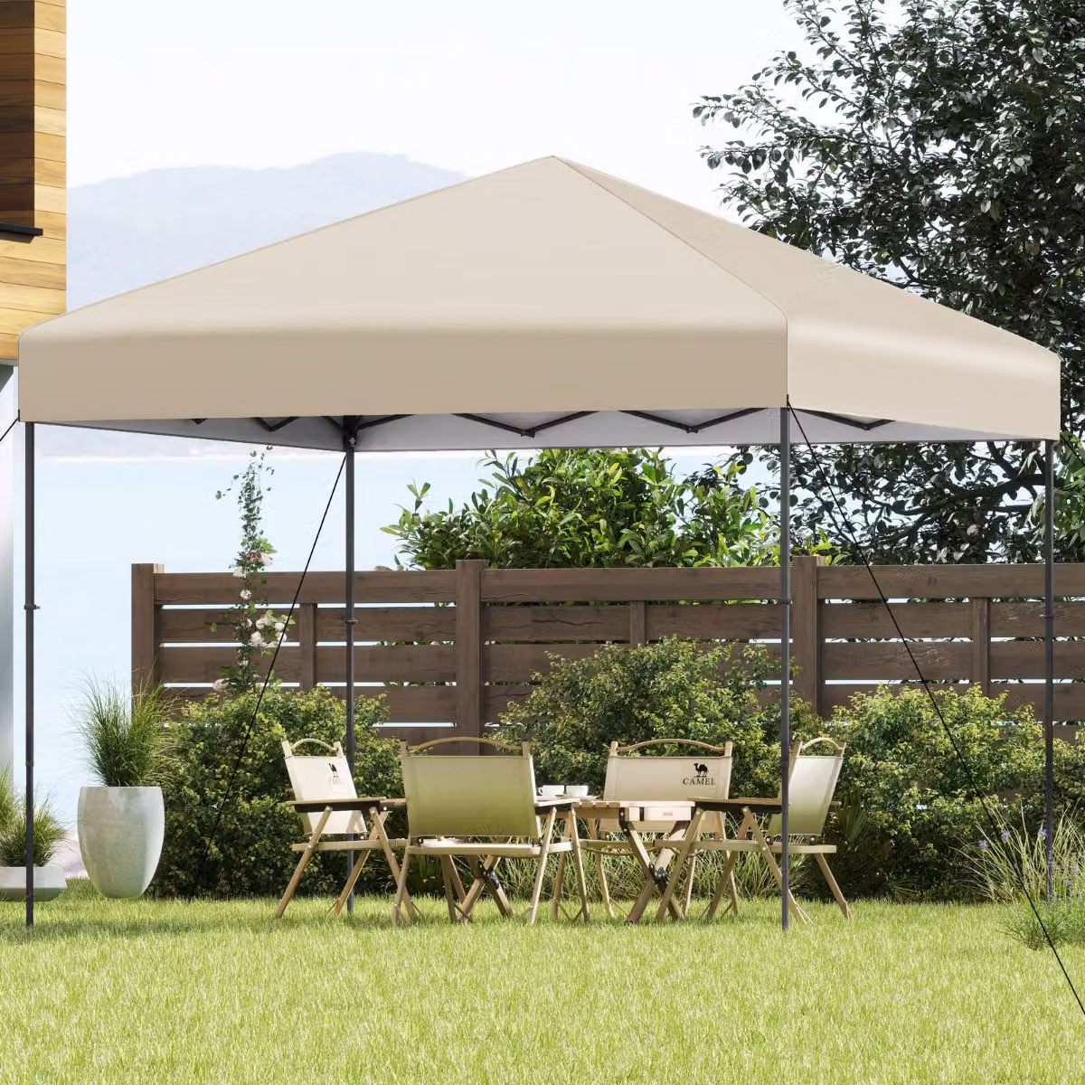Tenda Gazebo Pop-up Costway per Esterno con Borsa da Trasporto, Beige, L/P: 295 x 295 cm
