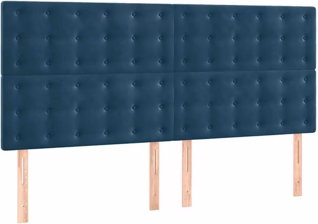 Testata per letto in velluto blu scuro con design classico L: 200 cm, P: 5 cm, H: 118-128 cm