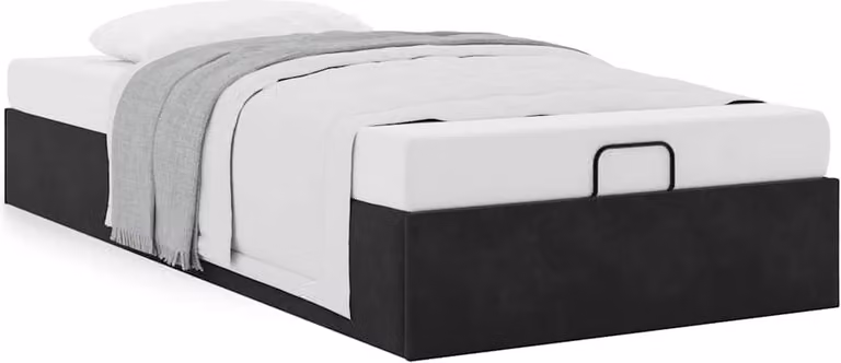 Struttura Letto Pouf Senza Materasso Nero 90x190 cm Velluto