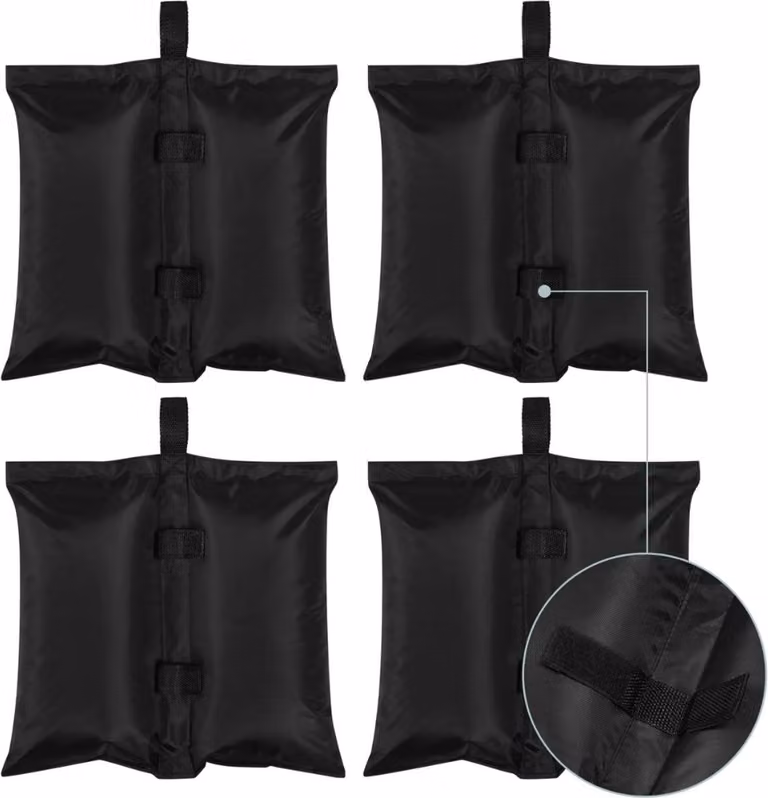 Happiq set di 4 sacchi di sabbia - sacchi pesanti per giardino, padiglione e ombrellone - antivento - per tende da festa e per l'esterno