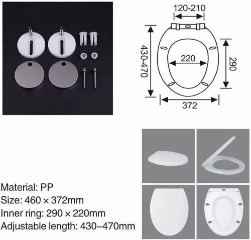 Sedile WC - Sedile WC a forma di U - Chiusura ammortizzata - Chiusura rapida - Materiale plastico migliorato - Portata fino a 170 kg