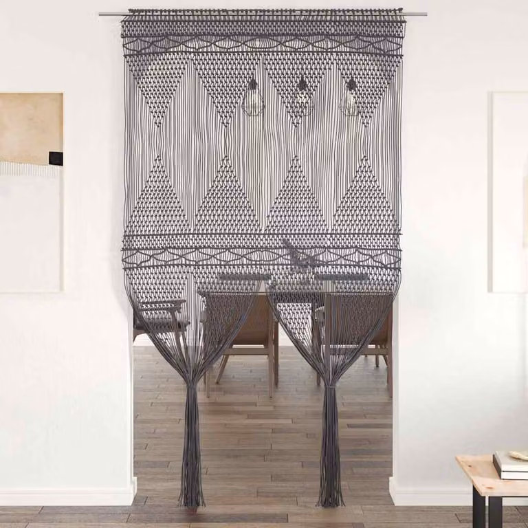 Tenda Macramè boho vidaXL in cotone e poliestere, colore antracite, L: 140 cm x H: 240 cm