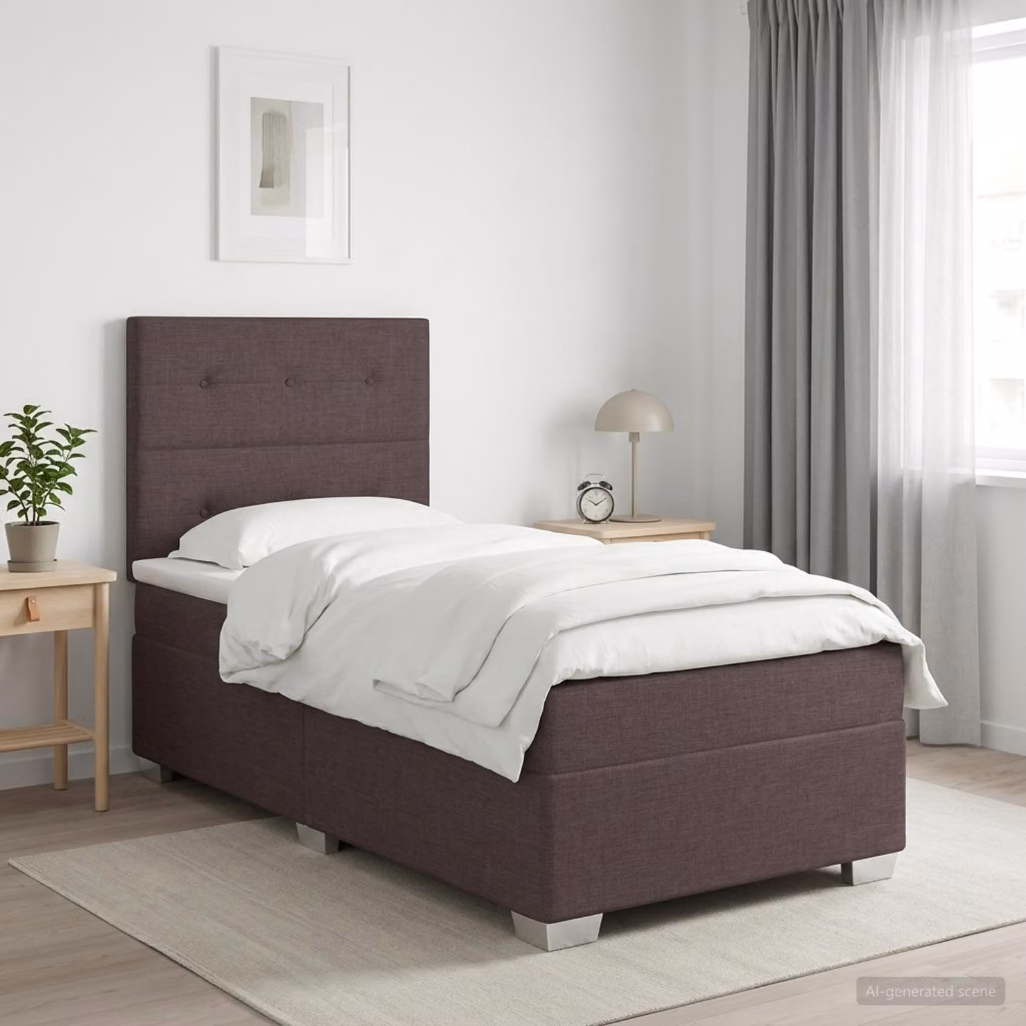 vidaXL Letto box spring moderno con materasso a molle insacchettate e illuminazione sottostante, L/P: 100 x 200 cm, Marrone Scuro