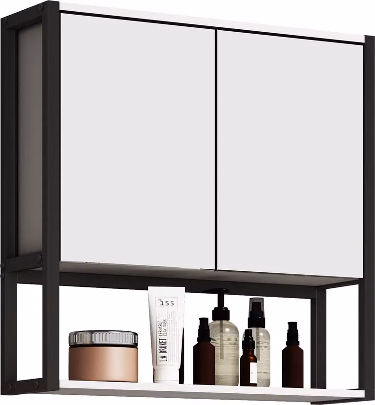 Armadio bagno senza tempo | Dimensioni ca. H. 60 x W. 60 x D. 17 cm | spazio sufficiente | Armadio a specchio - Edino 60 x 60 cm