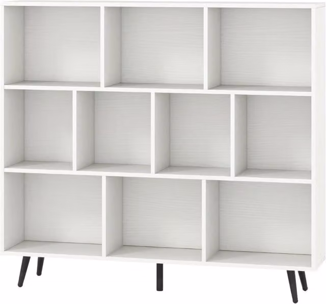 Libreria Design Mania con 10 cubi in stile Mid-Century, Bianco, L 120 cm x H 107 cm x P 24 cm