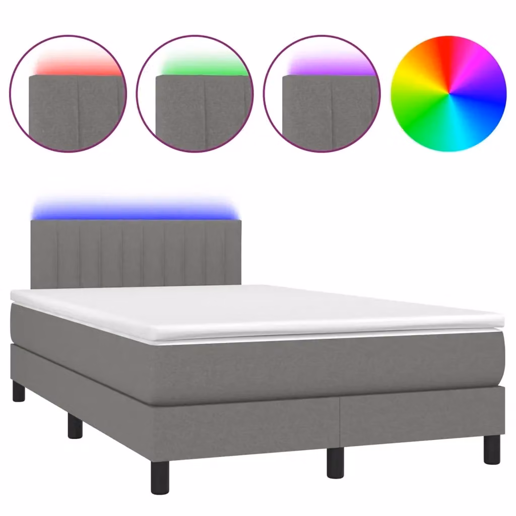 Letto Ibrido vidaXL con Materasso e Illuminazione LED Grigio Scuro L/P: 120 x 200 cm – 2