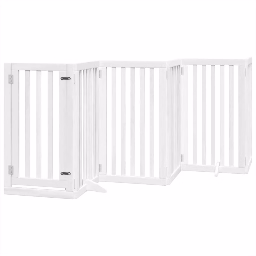 Cancello Cani Porta Pieghevole Bianco 6 Pannelli 300 cm Pioppo