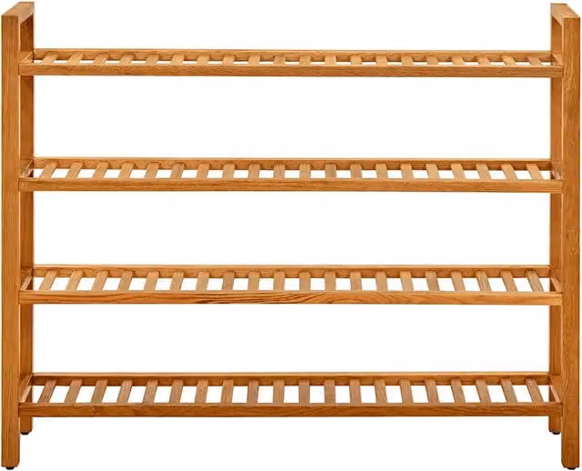 Scarpiera vidaXL in legno di rovere color marrone con ripiani piatti e sistema di ventilazione L: 100 cm, P: 27 cm, H: 80 cm