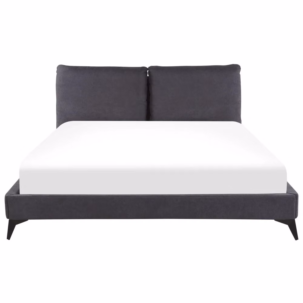 Letto imbottito Beliani in velluto grigio L/P/H: 180 x 200 cm – 2