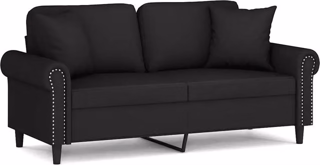 Divano | Divano da soggiorno | Sofa a 2 Posti con Cuscini Nero 140 cm in Velluto