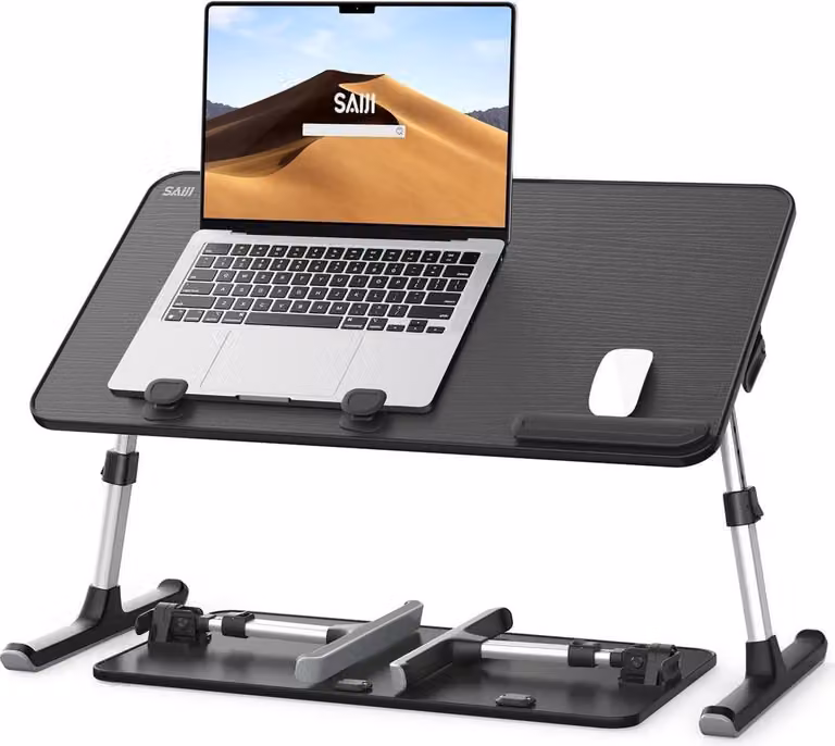 Tavolo da letto tavolo per laptop altezza regolabile pieghevole nero 52x30cm