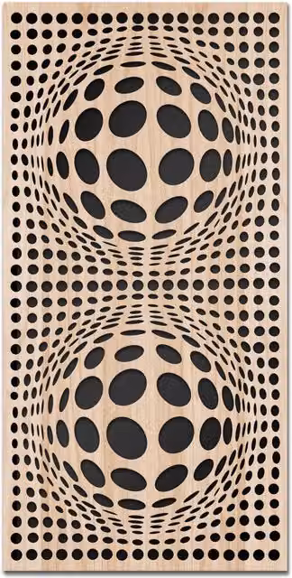 Quadro arredo moderno BALLS Signorbit con design geometrico astratto in legno e PVC, L: 70 cm, H: 140 cm, disponibile in bianco o nero