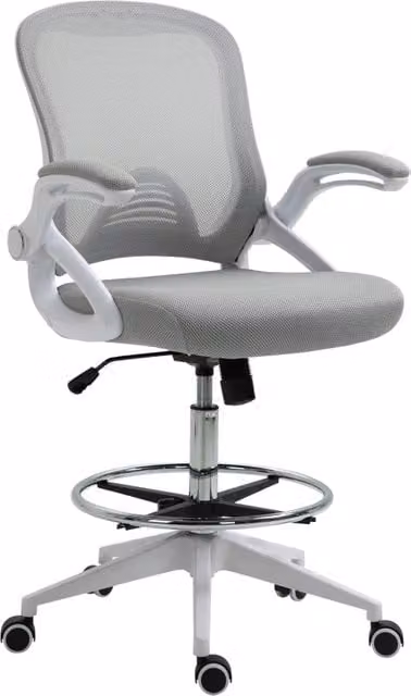 Sedia da ufficio ergonomica girevole con braccioli e ruote in tessuto grigio per casa e ufficio