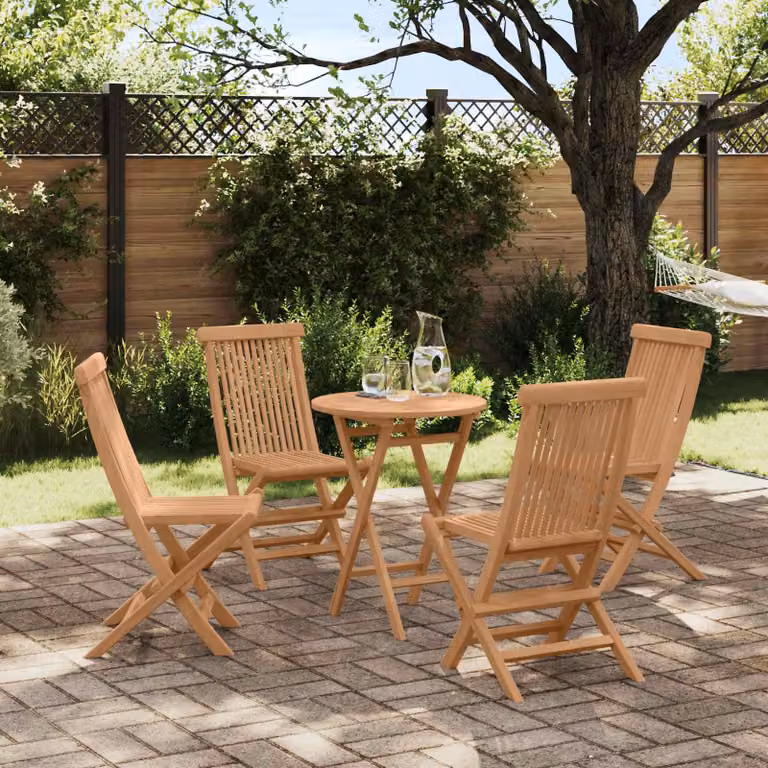 Set da giardino moderno vidaXL in legno di teak massello marrone composto da 5 pezzi