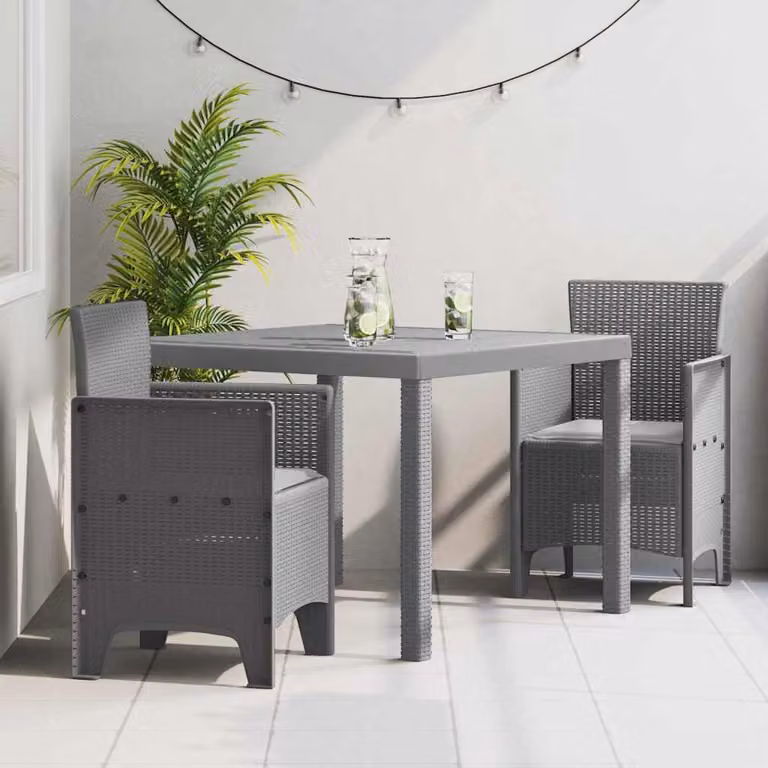 Maison Exclusive - Set da giardino per esterni, 3 pezzi, polipropilene grigio chiaro