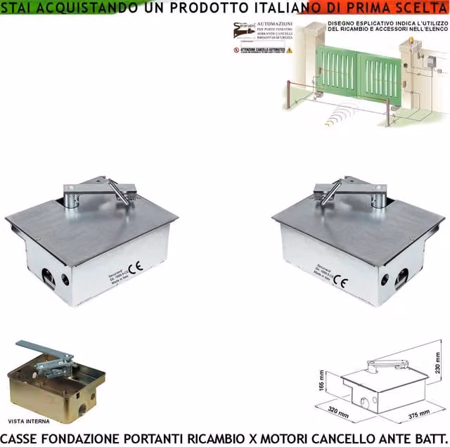 Casse di Fondazione Portanti Possono Sostenere Ante Del Cancello Fino A 5 Q.li in Acciaio Zincato per Interrati Motori Under Ambidestri Staffe Fine Corsa Meccanici Compatibile VDS Came Frog Allmatic