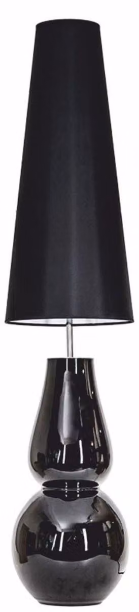 Lampada da terra Casa Padrino, design lussuoso, colore nero, altezza 137 cm - Lampada da terra in vetro rotondo