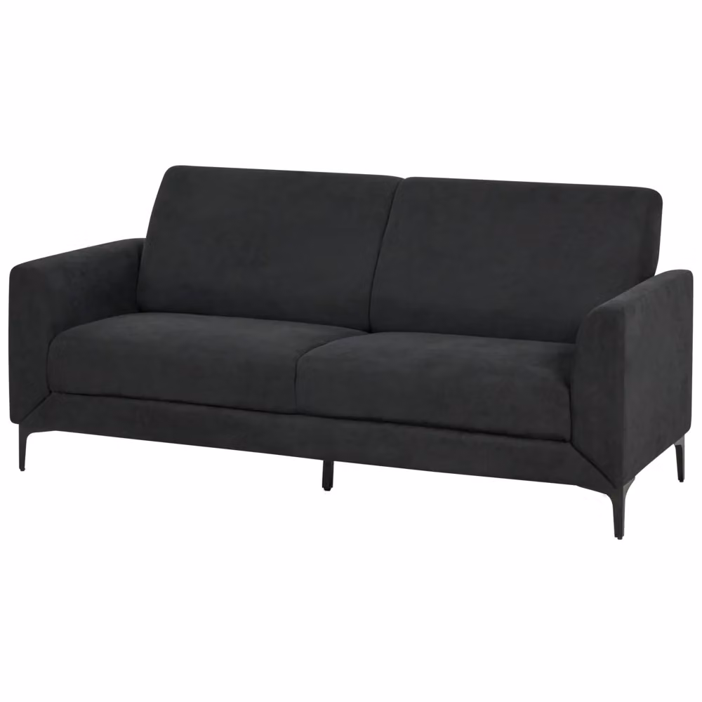 Divano Beliani a 3 posti in stile retrò con rivestimento in velluto nero e coperture rimovibili L: 188 cm, P: 90 cm, H: 75 cm – 2