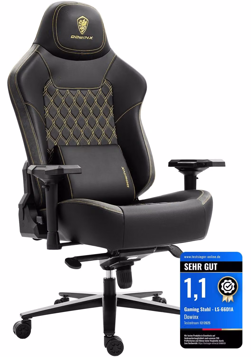 Sedia da gaming con capacità di carico di 200 kg, braccioli regolabili in 4 direzioni, colore nero