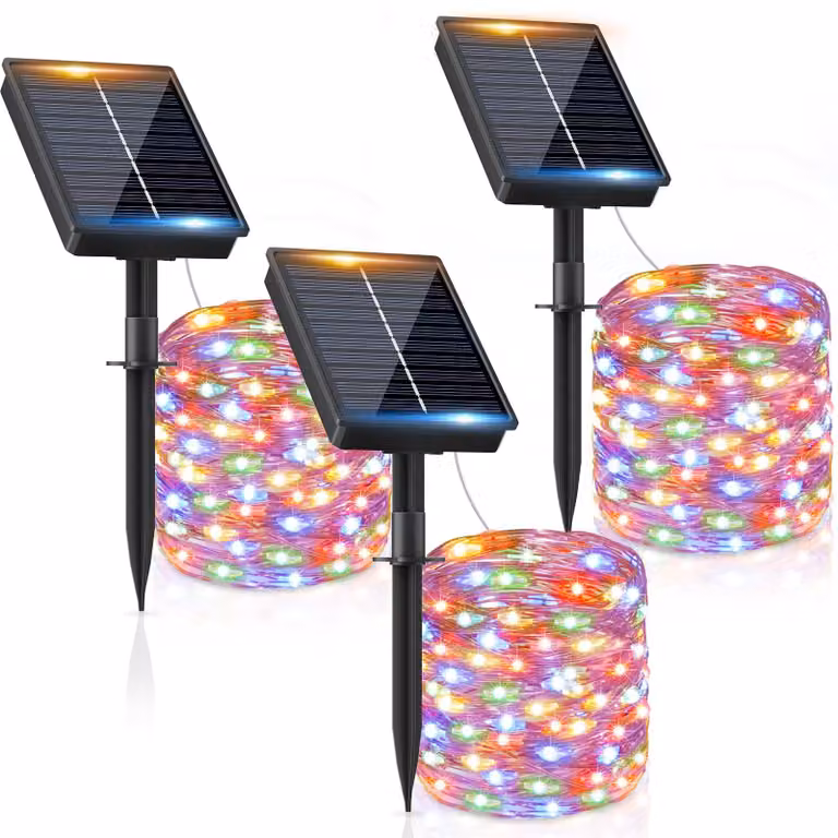 Catena luminosa in filo di rame, 8 funzioni, 3 x 12 metri, 120 LED