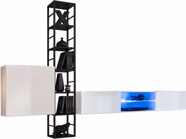 Set mobili da soggiorno stile industriale SWITCH M6 – Colore grigio – Illuminazione LED integrata