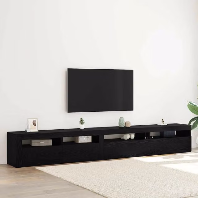Set mobile TV 3 pz Rovere Nero Legno ingegnerizzato 3332509