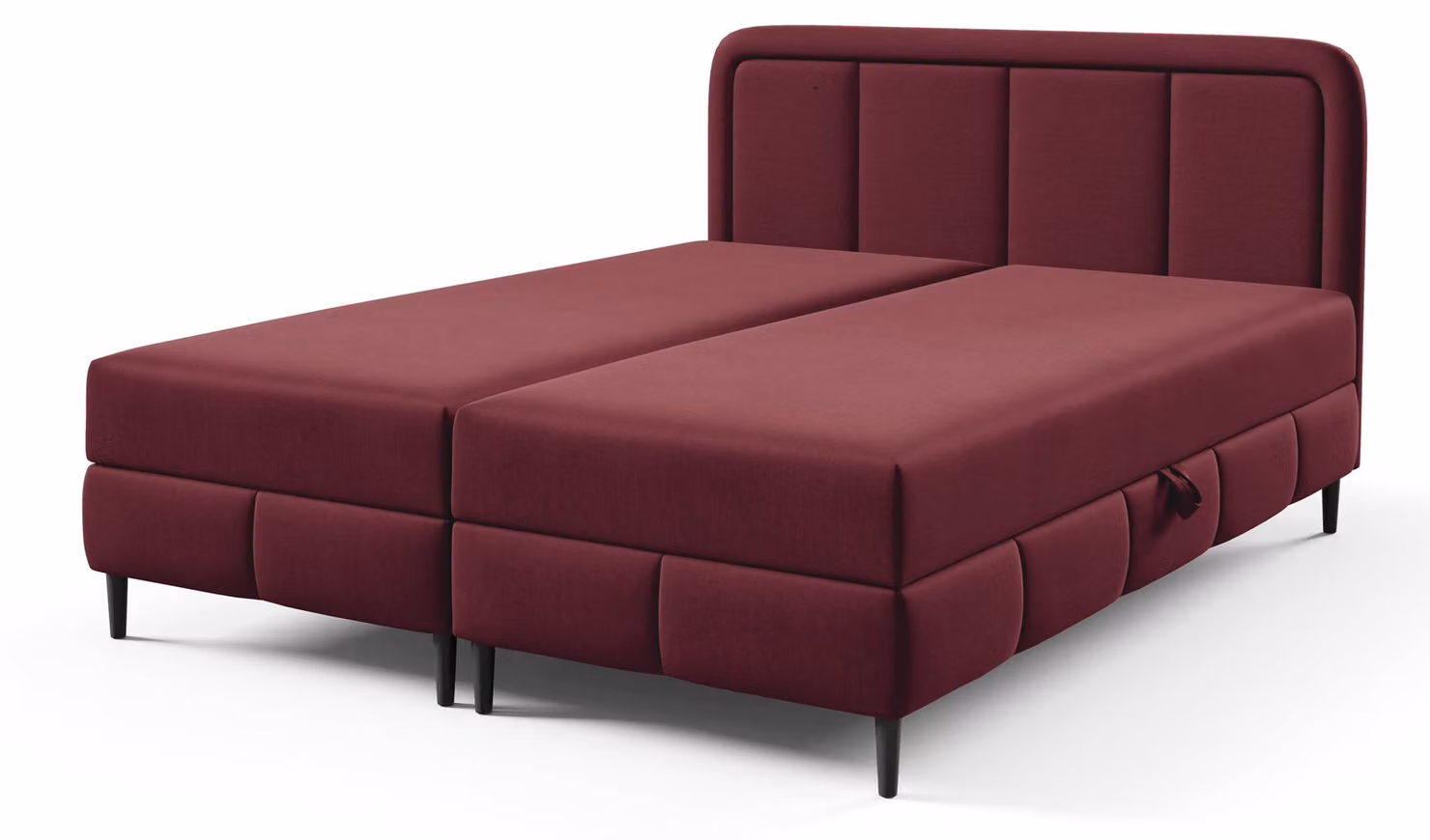 Letto con rete a molle, modello "Pole", colore bordeaux, dimensioni 140 x 200 cm