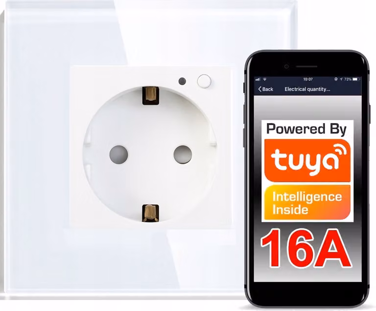 Presa a muro in vetro 16A WiFi TUYA RTX misura En