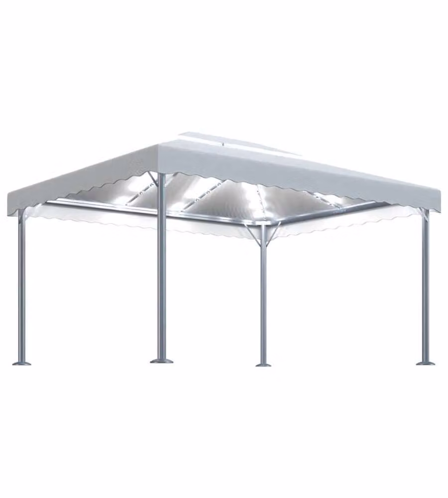 vidaXL Gazebo in Alluminio e Acciaio con Luci LED Beige L: 400 cm, P: 300 cm, H: 270 cm – 2