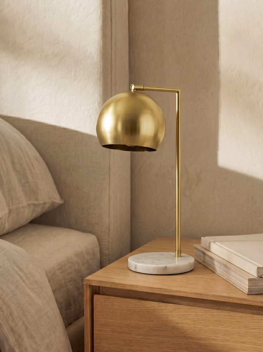 Set di 2 lampade da tavolo Kenay Home in metallo e marmo color oro e bianco – 2