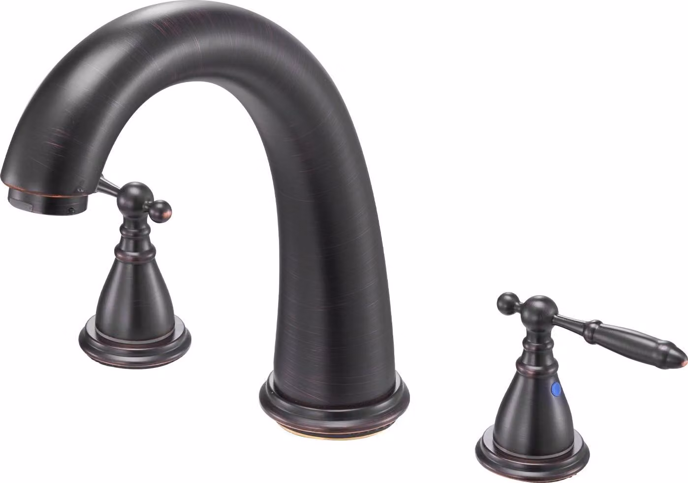 Rubinetto per vasca da bagno romano - Set rubinetteria per vasca - 2 maniglie - Acciaio inossidabile - Bocca alta - Per montaggio a filo - Bronzo