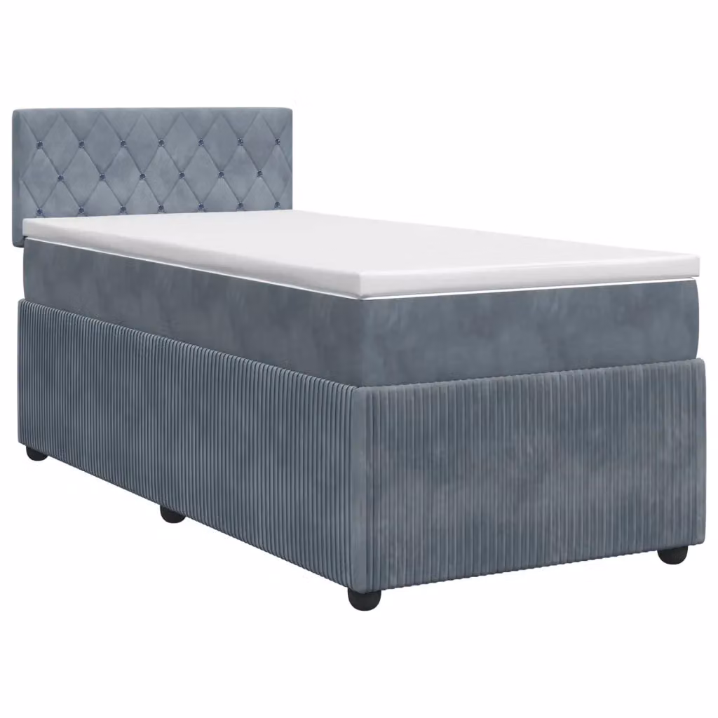 Letto box spring con materasso vidaXL in velluto grigio con molle a tasche e schiuma L/P/H: 200 x 80 x 36,85 cm – 2