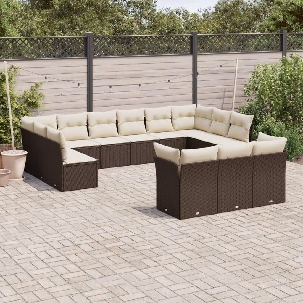 Maison Exclusive - Set Divani da Giardino 13 pz con Cuscini Marrone in Polyrattan