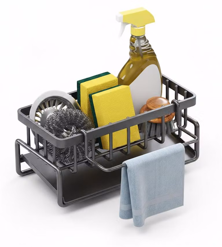 JL Cuisine - Organizzatore per lavello - Acciaio inossidabile - Nero