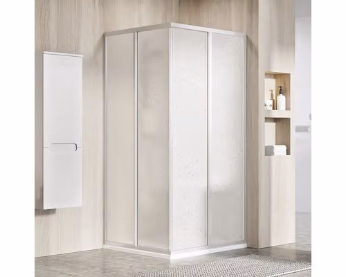 Un lato della cabina doccia RAVAK SRV2-90 195 S satin+Pearl 14V70UO211