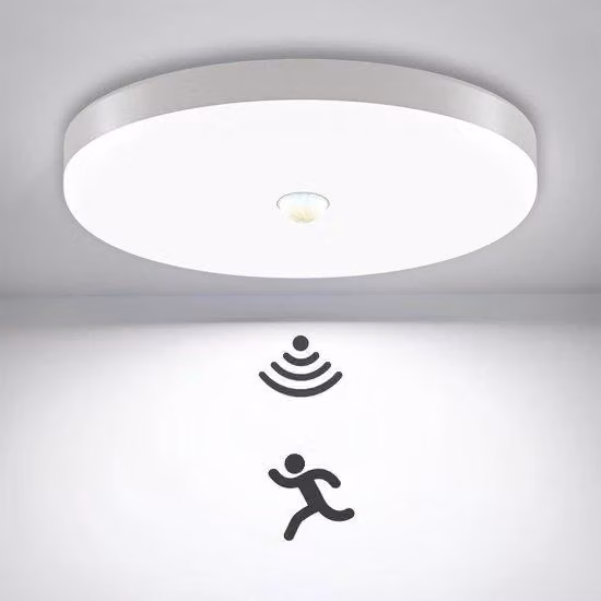 Plafoniera a LED bianco freddo da 18 W con sensore di movimento, forma rotonda