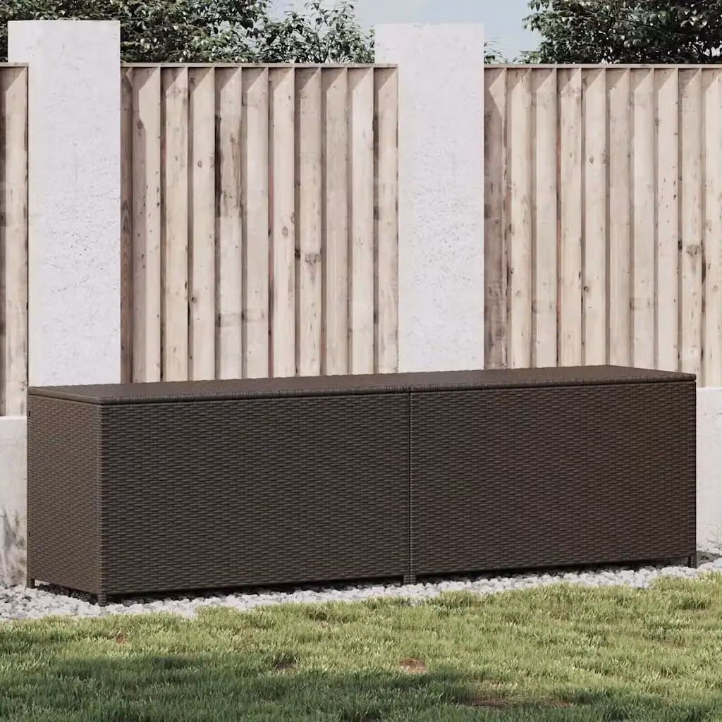 Baule da giardino moderno in polyrattan marrone L 200 cm, P 50 cm, H 60 cm – 2