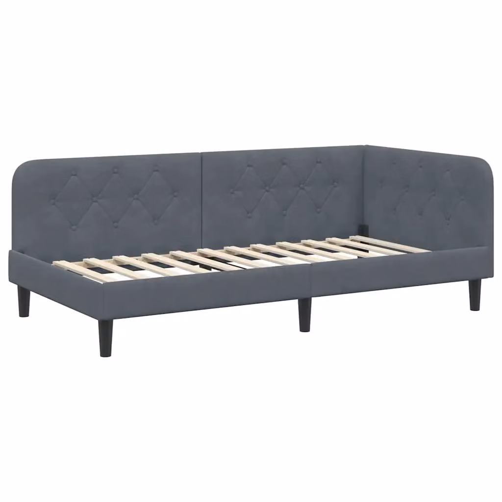 vidaXL Cornice del letto ad angolo in velluto grigio, L/P/H: 204 x 100 x 72 cm – 2