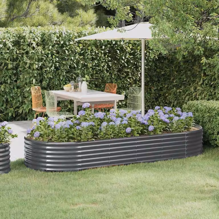Letto da giardino rialzato vidaXL in acciaio zincato antracite L: 249 cm, P: 100 cm, H: 36 cm