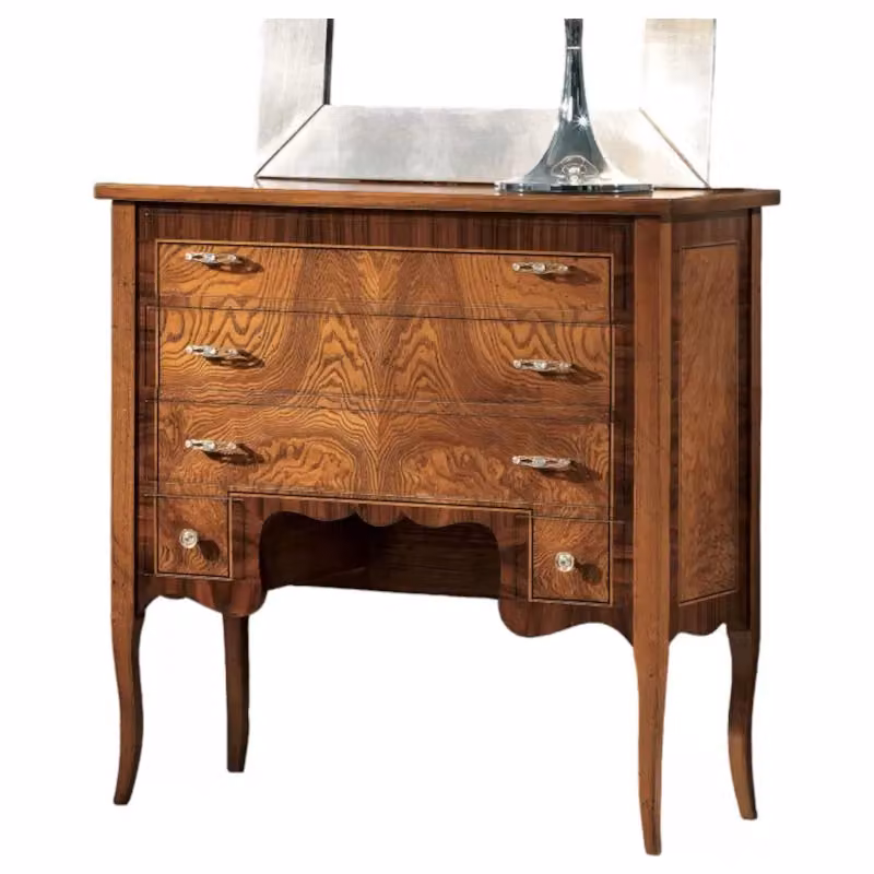Cassettiera classica con 5 cassetti in legno di radica di frassino marrone Mobili 2G L: 81 cm, P: 36 cm, H: 81 cm – 2