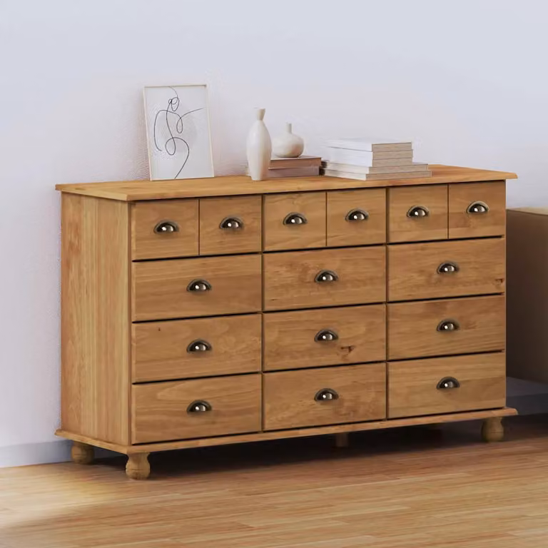 Cassettiera vidaXL ASKIM in pino massello marrone L: 79 cm, P: 40 cm, H: 133,5 cm