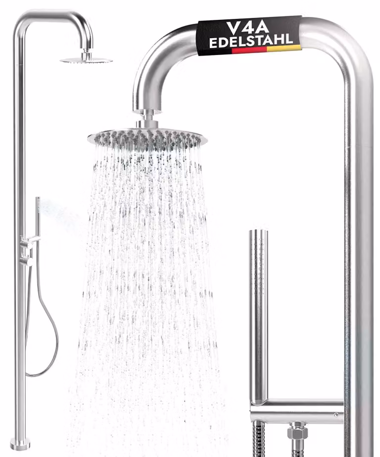 Doccia da esterno 316 / V4A in acciaio inox doccia da giardino collegamento caldo/freddo doccia a mano doccia ad acqua calda doccia ad acqua fredda