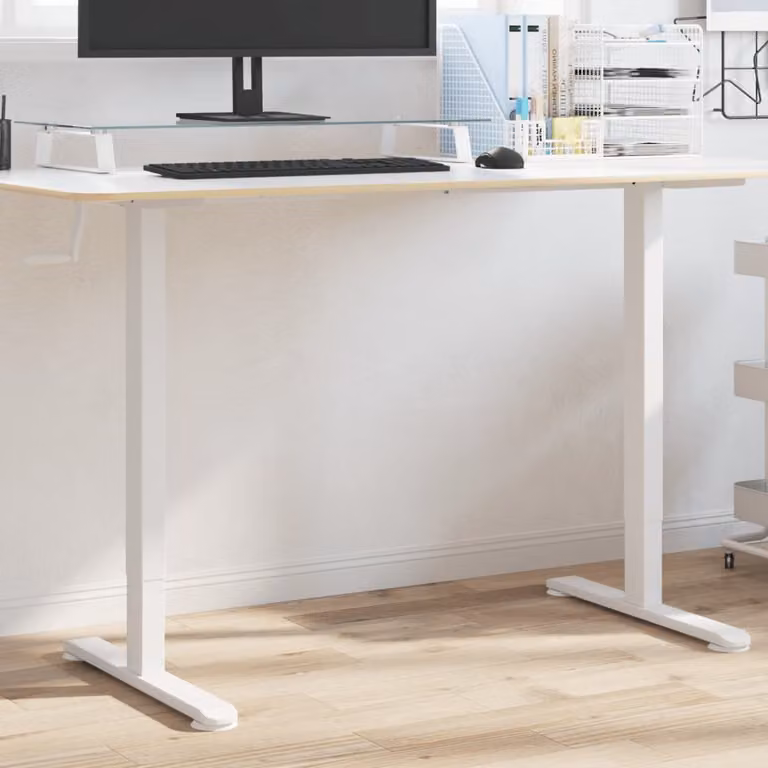 Telaio per scrivania regolabile in piedi vidaXL in acciaio bianco opaco L: 94-135 cm, P: 60 cm, H: 70-114 cm