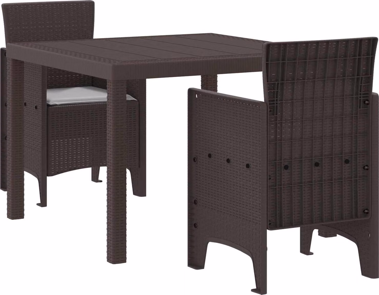 Set da Pranzo per Giardino 3 pcs Marrone Polipropilene