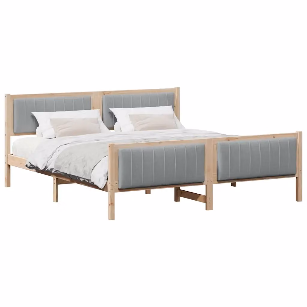 Struttura del letto moderna vidaXL in legno di pino, marrone e grigio, L 180 x P 200 cm – 2