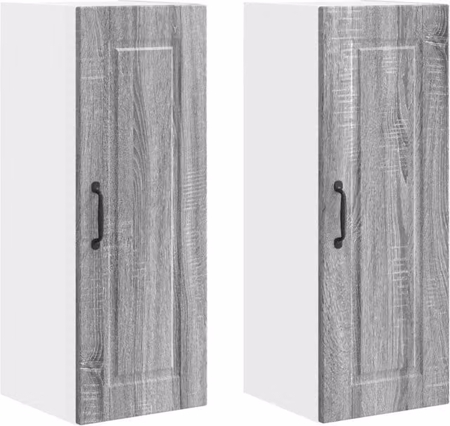 Set di 2 pensili da cucina moderni con pratico spazio portaoggetti 30 x 31 x 80 cm in legno ingegnerizzato grigio sonoma 02_0054362