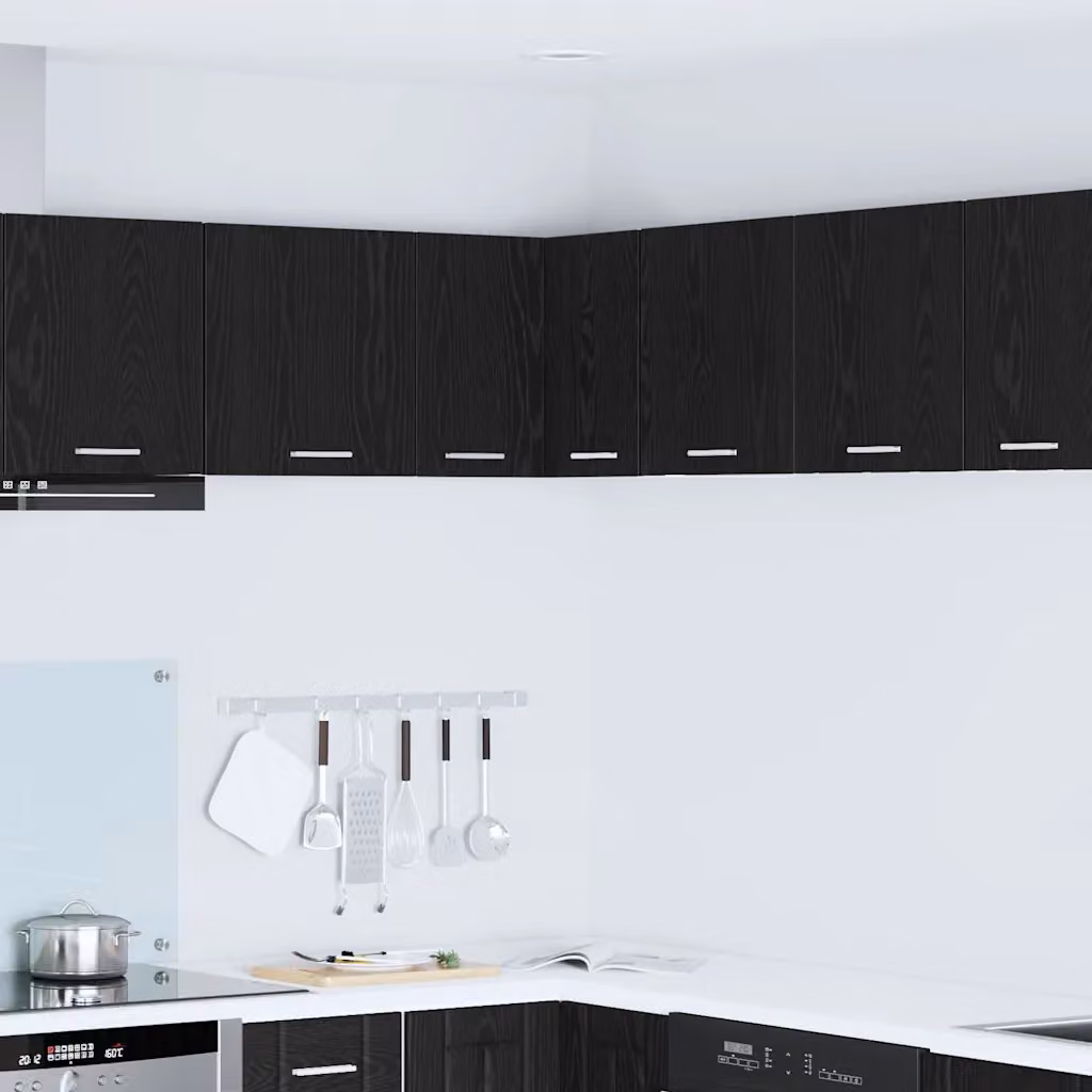 vidaXL Armadio pensile da cucina moderno in MDF con ante a battente, Nero e Bianco, L 57 cm x P 40 cm x H 57 cm