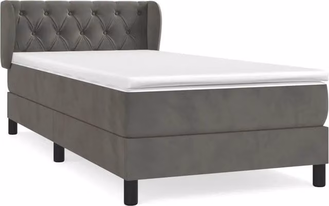 Letto singolo | Letto per adulti | Giroletto a Molle con Materasso Grigio Scuro 80x200 cm Velluto